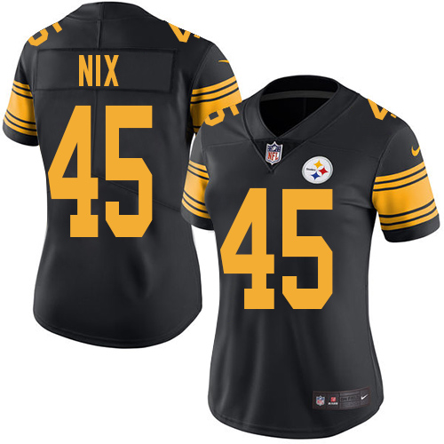 Women's Elite Roosevelt Nix Nike Jersey Black - #45 Rush NFL Pittsburgh Steelers